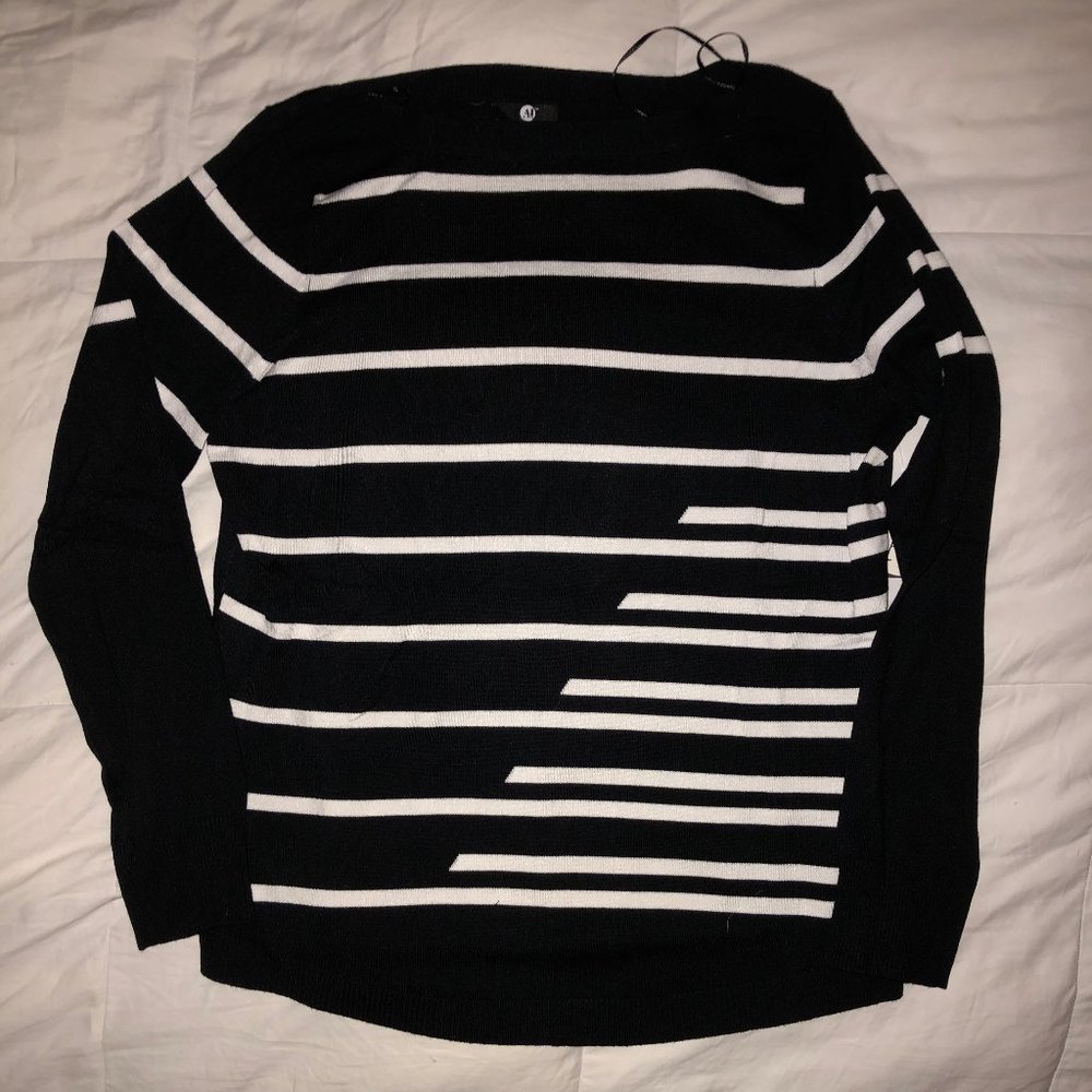 Black and White Striped Sweater, Size Large